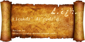Licskó Árpád névjegykártya