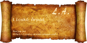 Licskó Árpád névjegykártya