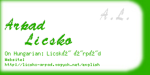 arpad licsko business card